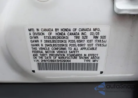 2005 Acura Mdx from USA, damaged, VIN 2HNYD189X5H529064